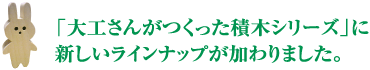 「大工さんがつくった積木シリーズ」に新しいラインナップが加わりました。